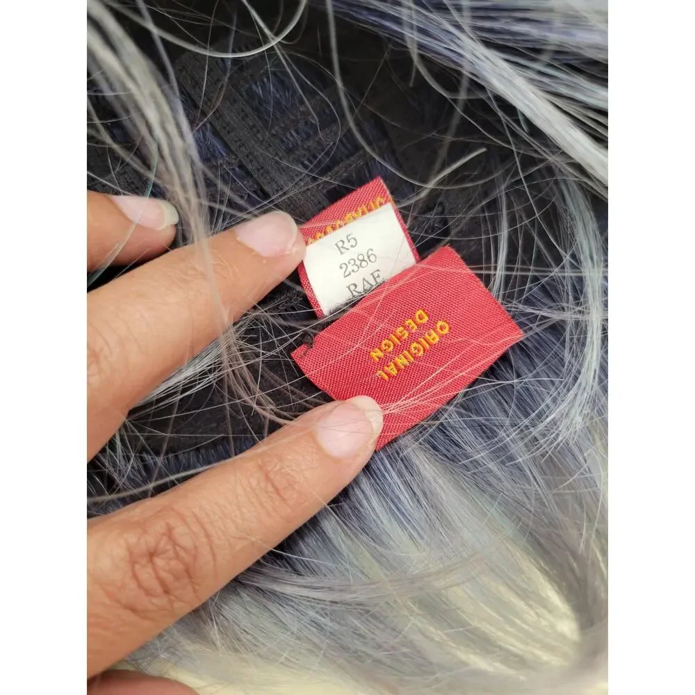 Rene of Paris Rae Wig 2386 Short Wavy Bob Pastel Blue Ombre Dark Roots Synthetic
